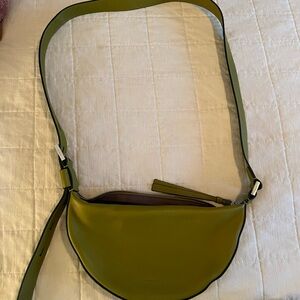All Saints $225 green half moon bag silver hardware